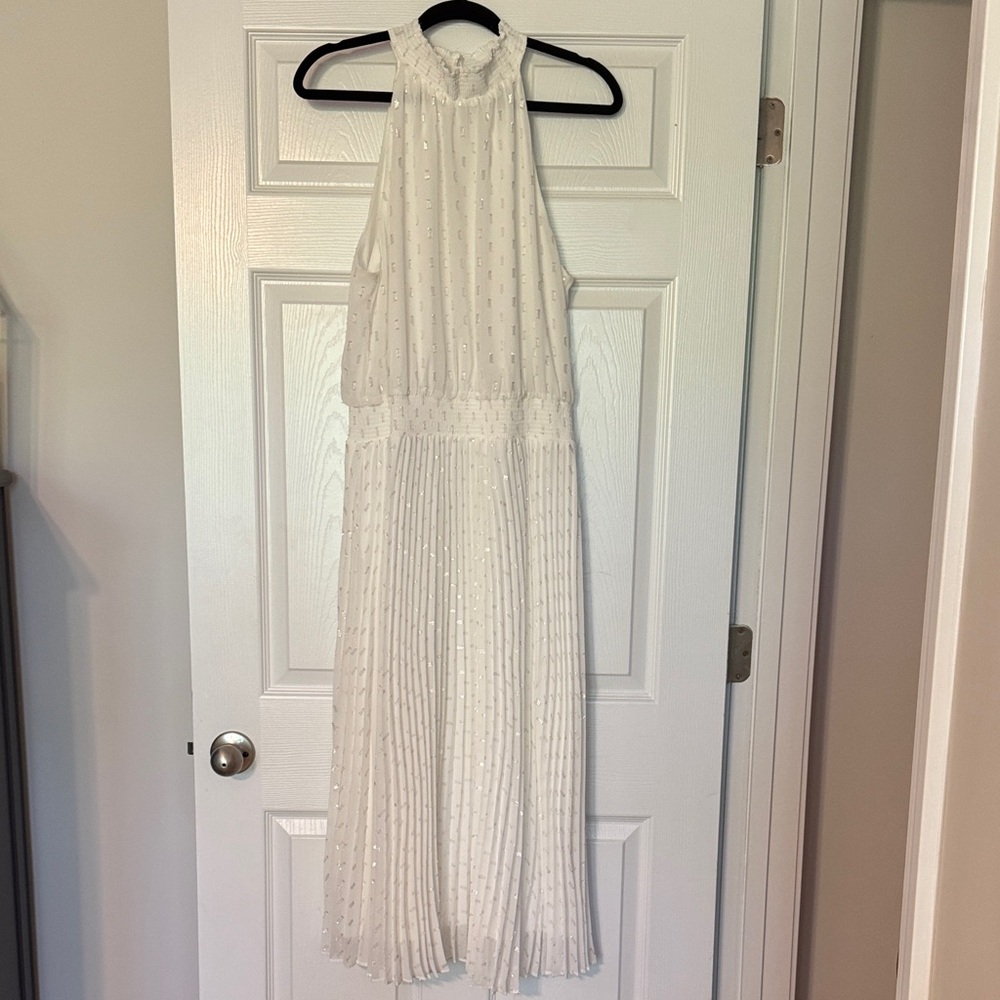 White House Black Market White Pleated Halter Dress